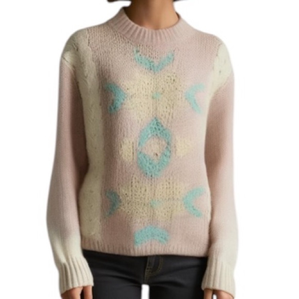 Vintage Distinction Knitted by Hand Patterned Sweater Size L